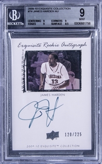 2009/10 UD "Exquisite Collection" #74 James Harden Signed Rookie Card (#120/225) - BGS MINT 9/BGS 10